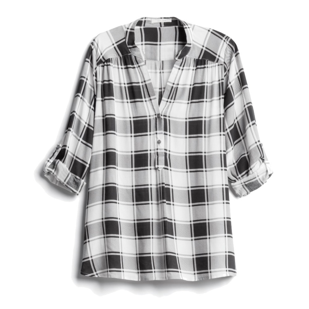 Fun2Fun Split Neck Black/White Top 2X